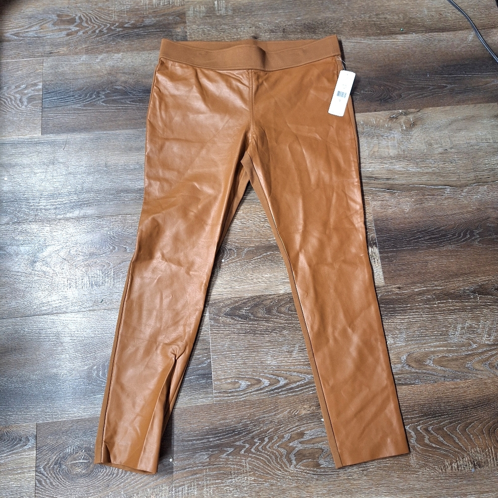 LAUREN Ralph Lauren "FLD Brown" Faux Leather Legging Size 16,  HO15FH2B, NWT